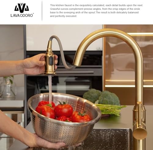 Lava Odoro Champagne Gold Kitchen Faucet with Pull Down Sprayer