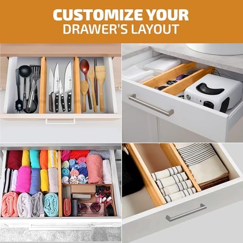 4-Pack Drawer Dividers 2.6-Inch High Dresser Drawer Organizer 16 to