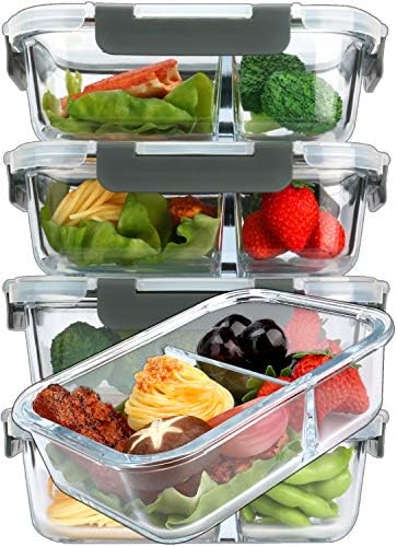 M MCIRCO 5-Pack 36 oz Glass Meal Prep Containers with Lids