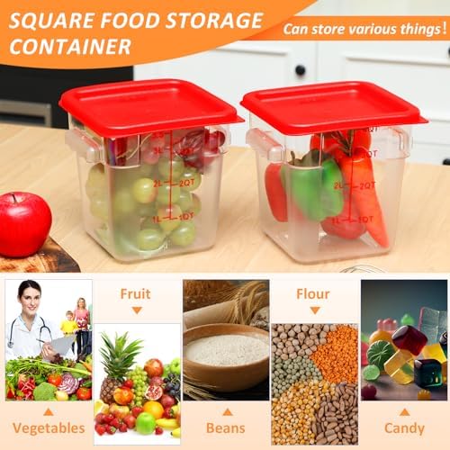 Yungyan 6 Pcs Commercial Clear Food Storage Containers 4 Qt Square