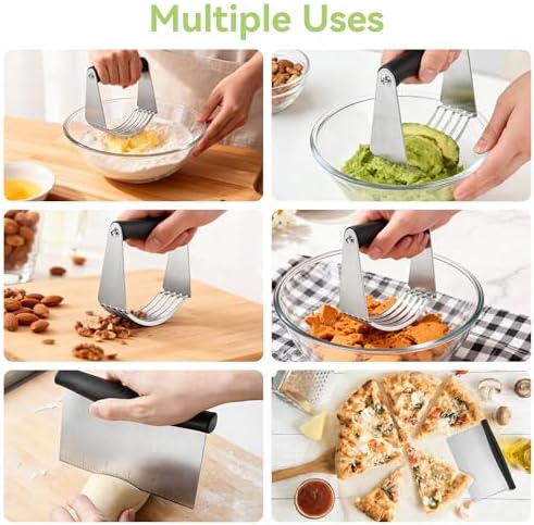 USLAI Large Pastry Blender & Bench Scraper Set, Heavy Duty, 4 Inch