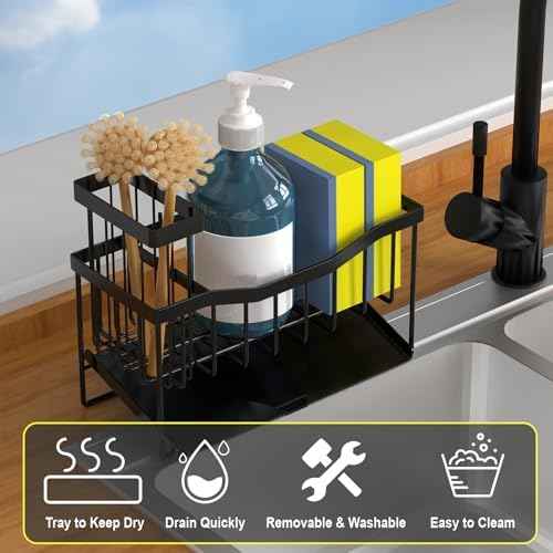 Fssvcd Maifan Sink Caddy Sponge Holder for Kitchen with Brush Holder
