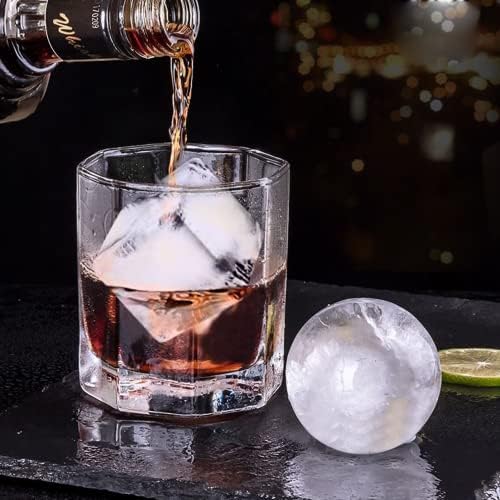 2 Pack Ice Cube Tray, 2" Sphere Ice Ball Mold with Lid & Large Square