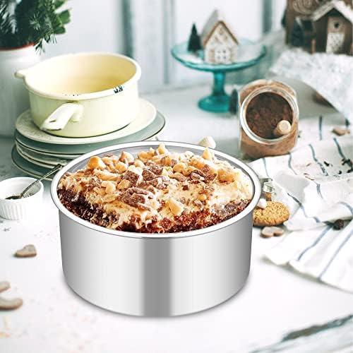 TeamFar 6 Inch Cake Pan, 6” x 3” Stainless Steel Round Baking Pan Set
