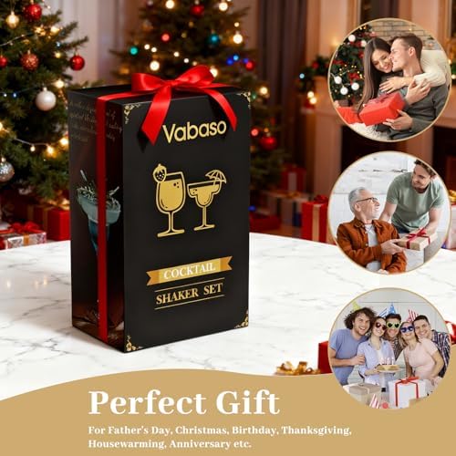 Vabaso 20PCS Bartender Kit with Stand, Cocktail Shaker Set for Home