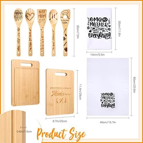 Gerrii 8 Pcs Mom Gifts Kitchen Set Mother's Day Cutting Board Spoons