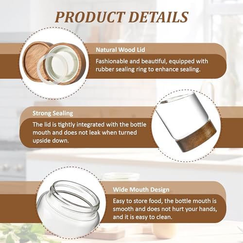 50 fl oz/1500 ml Clear Glass Storage Canister with Airtight Wooden