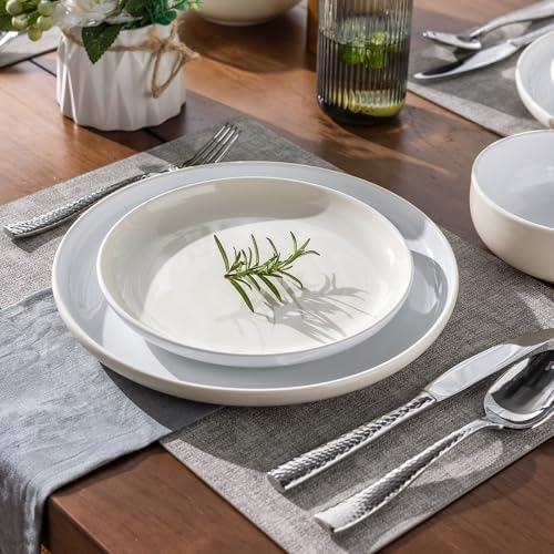 GBHOME Ceramic Dinnerware Set for 4, 12 Pcs Plates and Bowls Sets