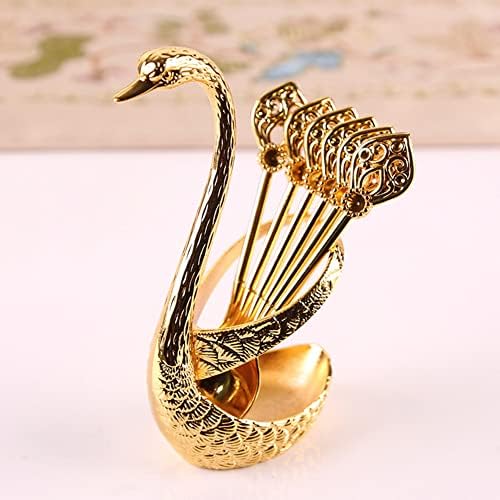Coffee Spoon Set With Holder, Swan Spoon & Fork Holder, Elegant and
