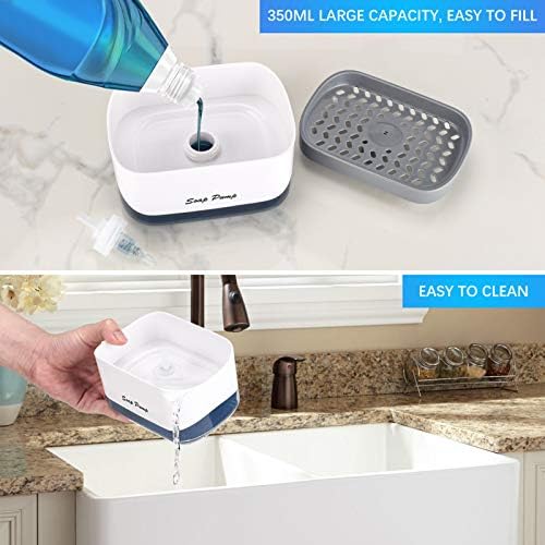 Kitchen Dish Soap Dispenser with Sponge Holder, 12.5 Ounces