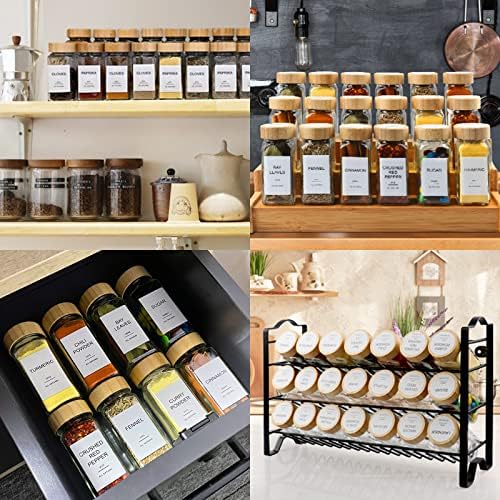 AISIPRIN 24 Piece 4oz Glass Spice Jars with Bamboo Lids