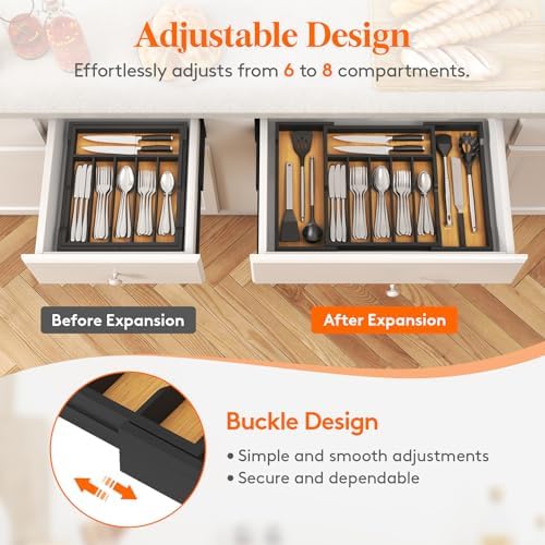 Lifewit Silverware and Cooking Utensil Drawer Organizer Set