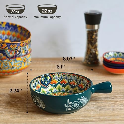Bohemian Soup Bowls with Handles, 22 Oz French Onion Soup Crocks