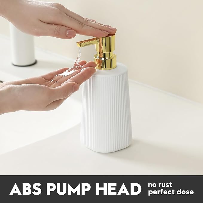 Small Soap Dispenser for Bathroom and Kitchen, Modern Farmhouse Striped Style - Image 4