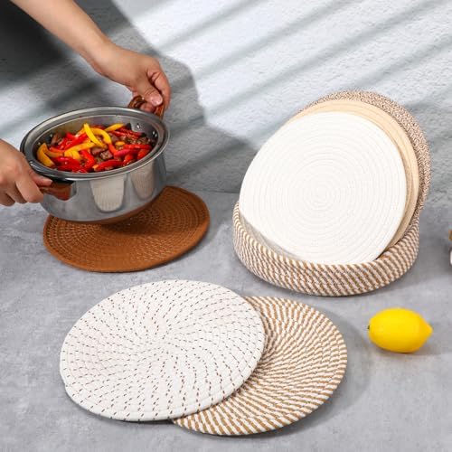 6 Pcs 9.6 Inch Trivets for Hot Dishes with with Storage Basket, Hot