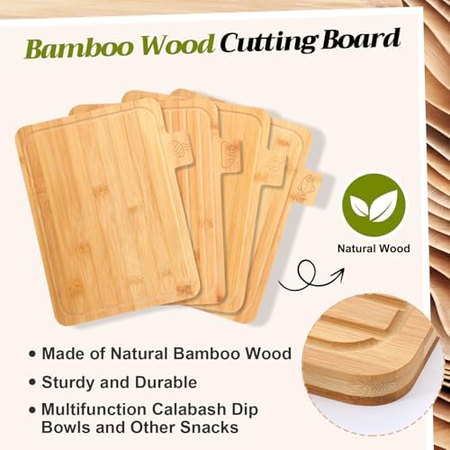 LemonRoad 4 Pack Wood Cutting Board Set with Holder, Bamboo