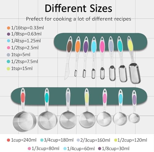 Magnetic Measuring Cups and Spoons Set, 15 Piece Stainless Steel