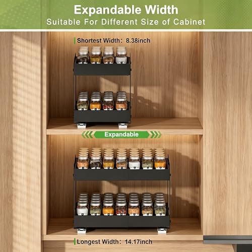 Across-Star Expandable Pull Out Drawers For Shallow Cabinets, 2-Tier