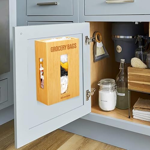 Libreshine Extra Large Bamboo Grocery Bag Holder for Plastic Bags