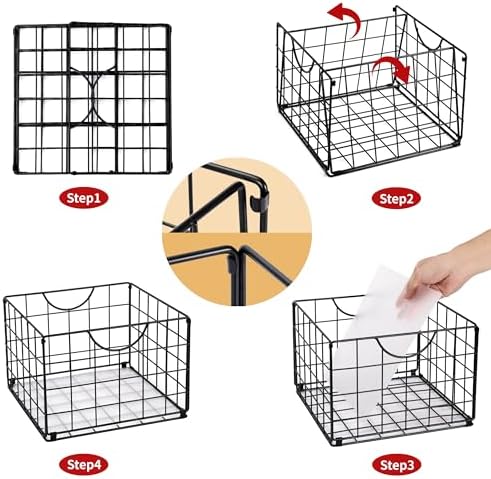 DINGTAI Metal Wire Basket Organizer Foldable Set of 6, Food Storage