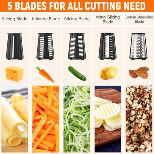 5-in-1 Hand Crank Cheese Grater and Vegetable Slicer