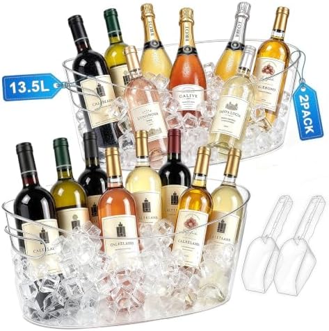 13.5L Ice Bucket 2 Pack Ice Buckets for Parties, Large Beverage Tub