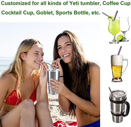 VEHHE Black Metal Straws, Stainless Steel Reusable Straws Set with