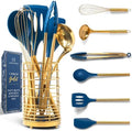 Styled Settings Gold and Navy Blue Kitchen Utensils Set, 7-Piece
