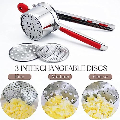 Stainless Steel Potato Ricer With 3 Discs, Heavy Duty Potato Ricer for