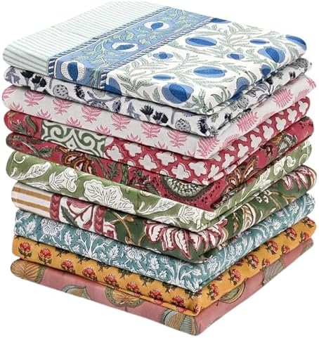 Ridhi Mix Hand Block Print Cotton Kitchen Towel Set of 6-16 x28 Ultra