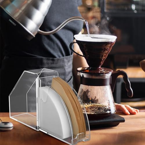 Coffee Filter Holder With Lid - Acrylic Paper Dispenser Rack Storage