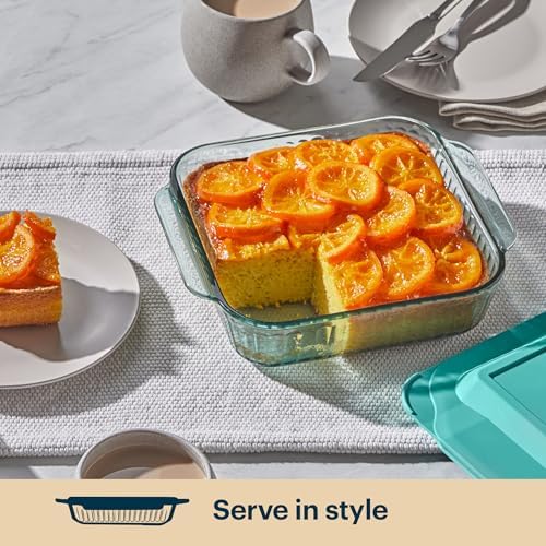 Pyrex Colors Tinted (8"x8") Tinted Glass Baking Dish with BPA-Free Lid