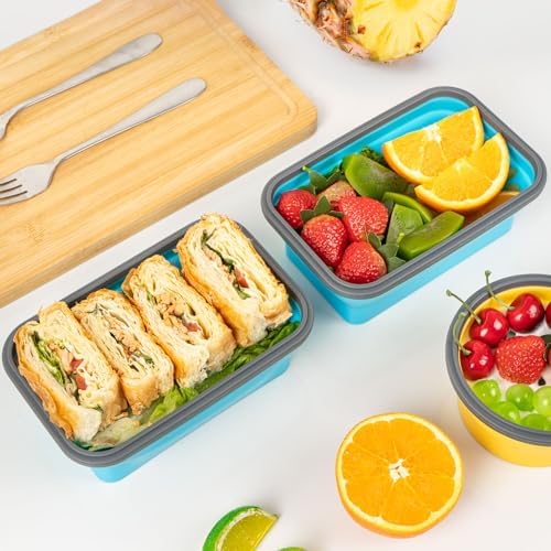 Collapsible Silicone Food Storage Containers Set with Lid & Air