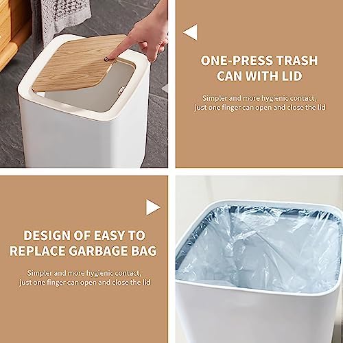 WanWanKa Mini Trash Can, 2.6 Gallon, White