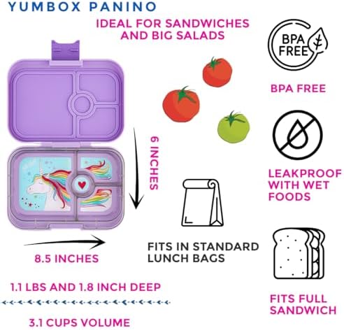 Yumbox Panino Leakproof Bento Lunch Box - Lavande Purple Unicorn