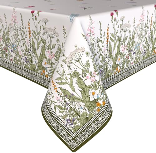 Square Tablecloth 70 x 70 Inch, Stain Resistant Wrinkle Free Card