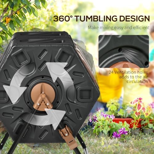 Outsunny 34.5 Gallon Dual Chamber Compost Tumbler