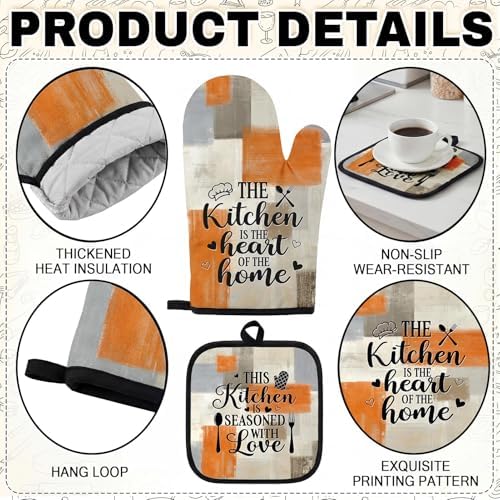 Kitchen Decor and Accessories Set of 10, Orange Beige
