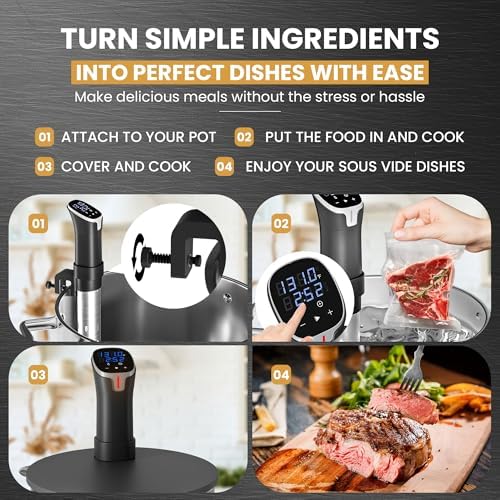 CRUXO Sous Vide Cooker Kit, 1100W, App Control