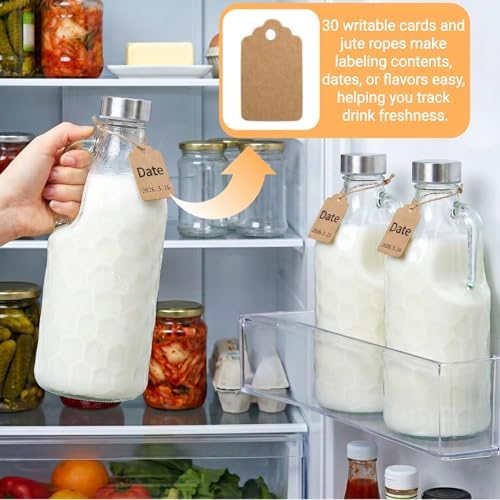 3 Pack 40 Oz Clear Glass Pitchers with Lid, Leak Proof