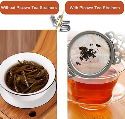 Picowe 2 Pack Tea Strainer Bowl, Stainless Steel Sliver Tea Strainers