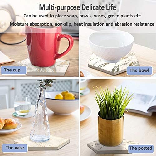 Coasters Set of 8 with Metal Holder Stand, Marble Design Ceramic