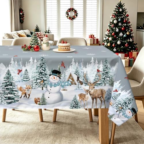 Christmas Cardinal Snowman Pine Rectangle Table Cloth 60x84inch