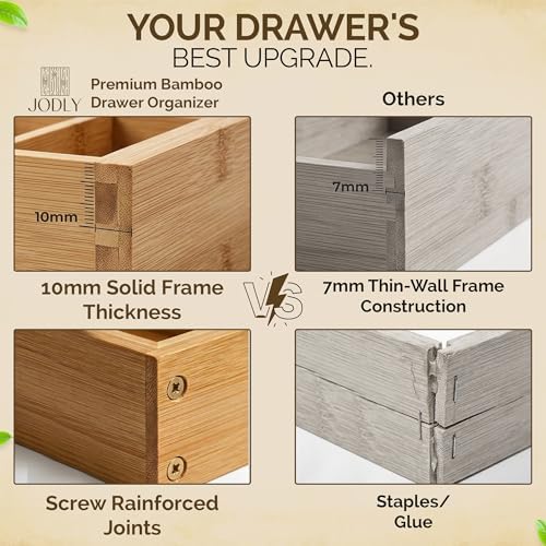 Bamboo Kitchen Utensil Drawer Organizer, Expandable 14-20 Inch