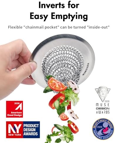 Kitchen Sink Drain Strainer Basket, Reversible Chain Mesh