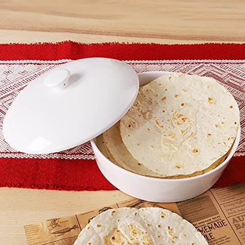 Sweese Ceramic Tortilla Warmer - Holds 12 Tortillas, Microwave & Oven