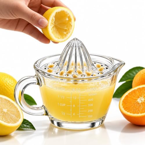 Glass Manual Lemon Squeezer, 2 Cup/500ML