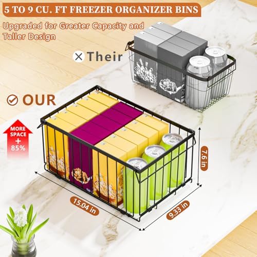 Large Freezer Organizer Bins, 3 Pack, 5 to 9 Cu.Ft