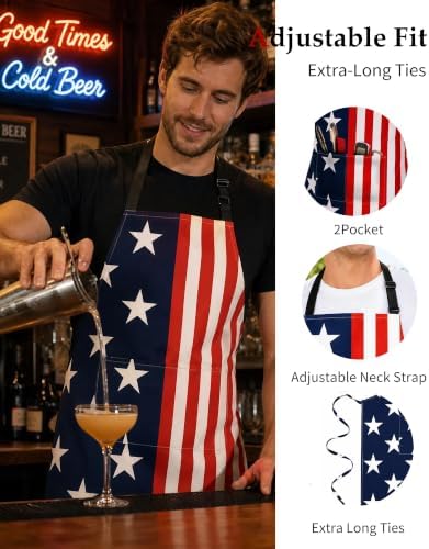 Adjustable Bib Apron with 2 Pockets Cooking Kitchen Chef