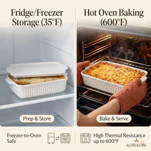 Rectangular Ceramic Baking Dish Set with Lids
